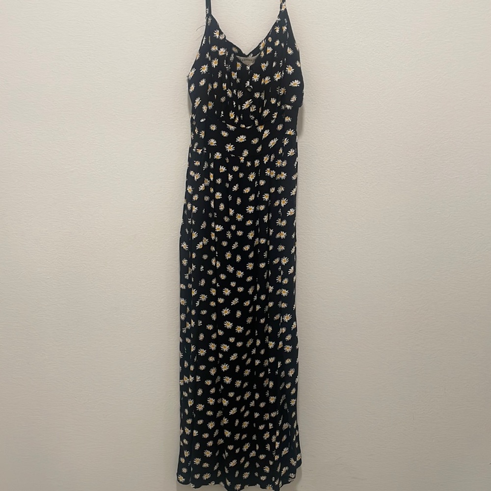 Aeropostale black midi dress with white flowers.